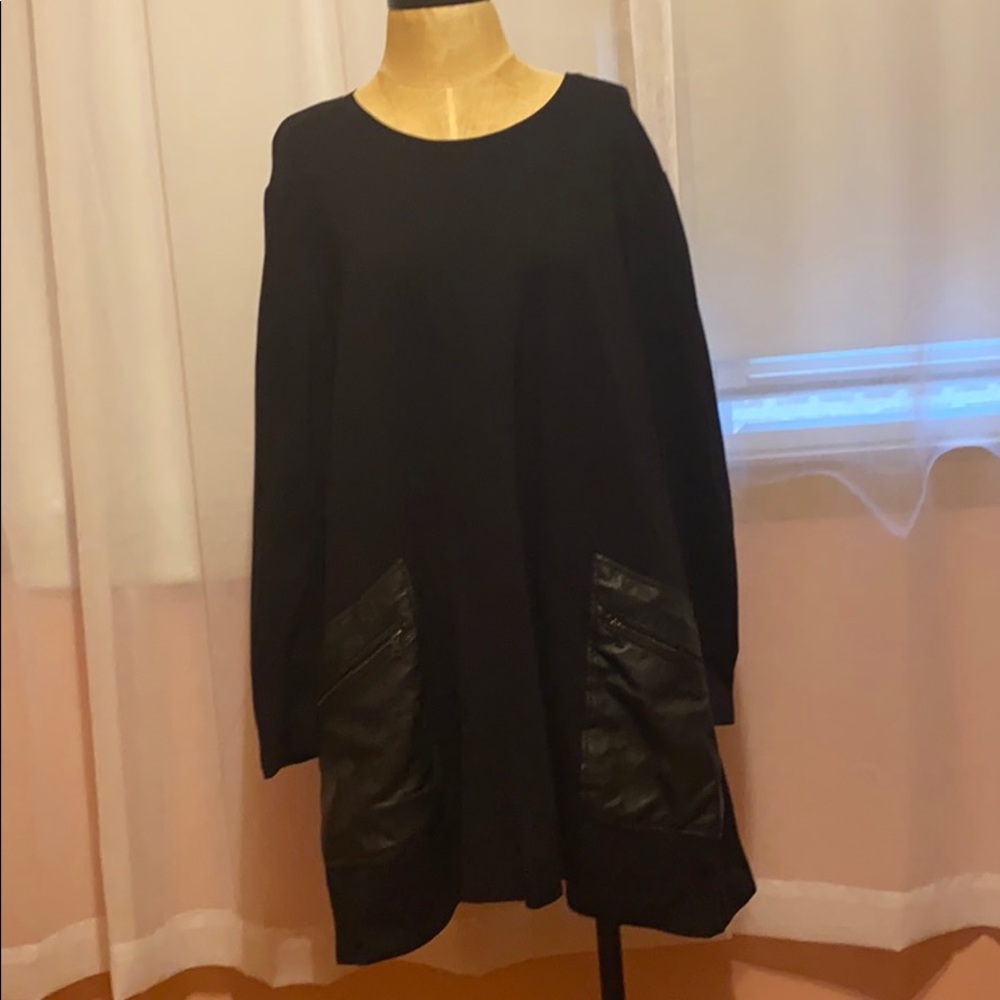 Bcbg Farrah black dress with leather pockets